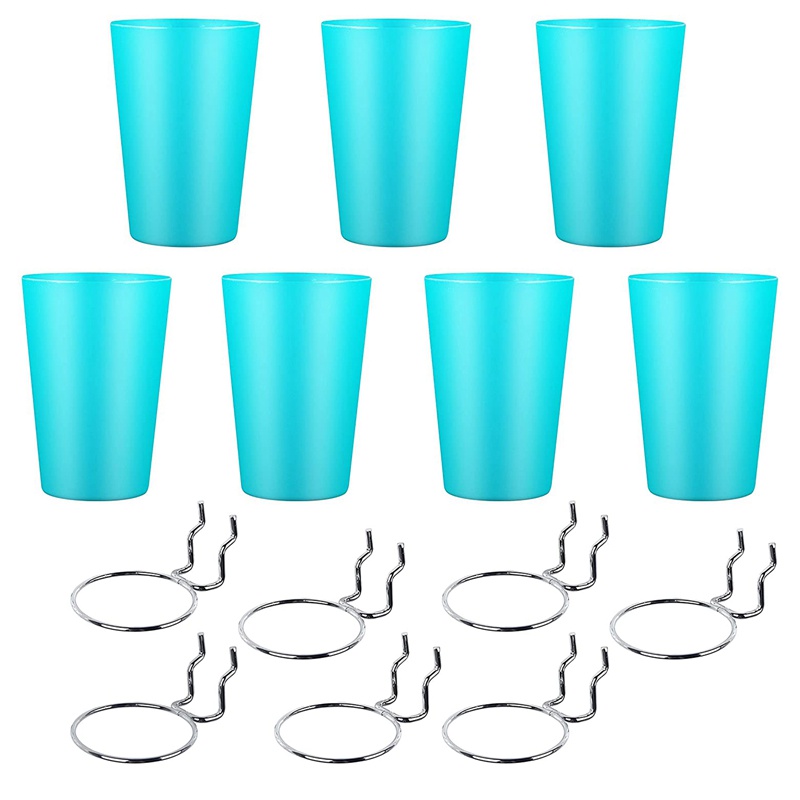 7 Sets Pegboard Hooks with Pegboard Cups Ring Style Pegboard Blue