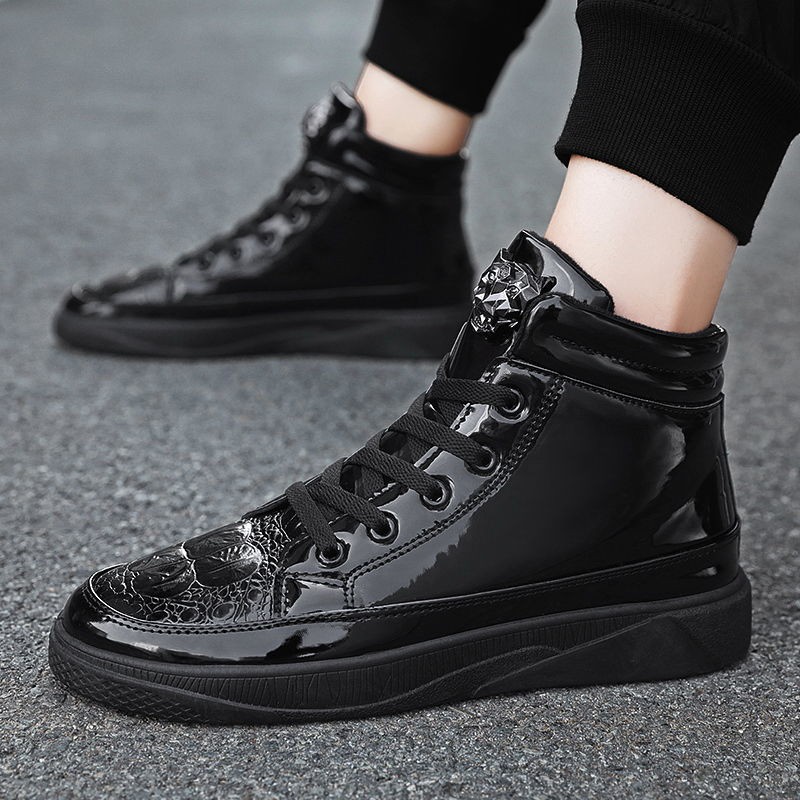shiny high top sneakers