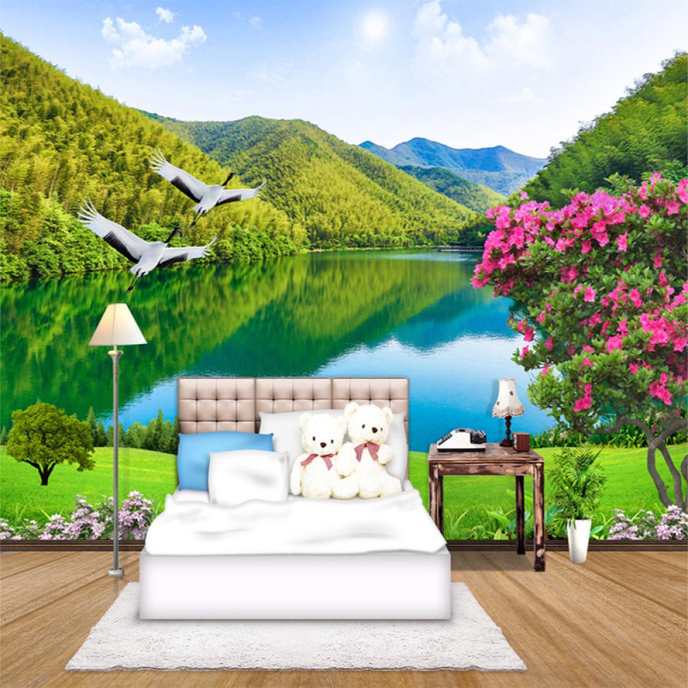 3d Wallpaper Hd Forest Mountain Lake Natural Landscape Large Living Room Background Mural Wallpaper Shopee Philippines