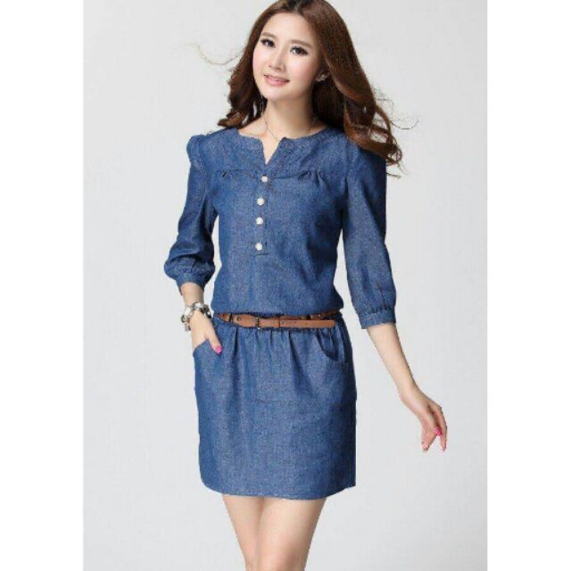 maong dress with belt