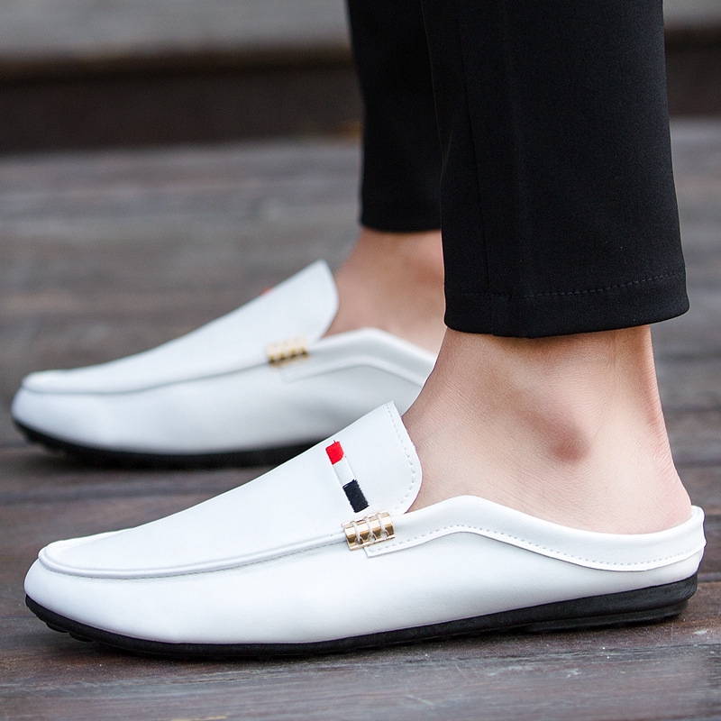 leather white slip on shoes
