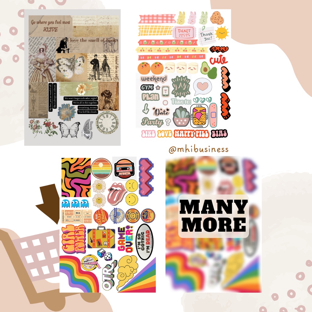 DIFFERENT KINDS OF STICKERS VINTAGE, RETRO, CUTE AND ETC. Shopee