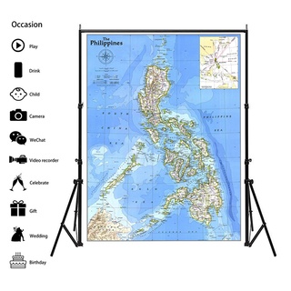 ∏Philippines Map--Large Asia Southeast Map Poster Prints Wall Hanging Art Background Cloth Wall Deco #7