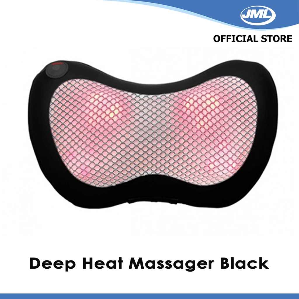 JML Deep Heat Massager Black Multifunctional Car And Home Pillow