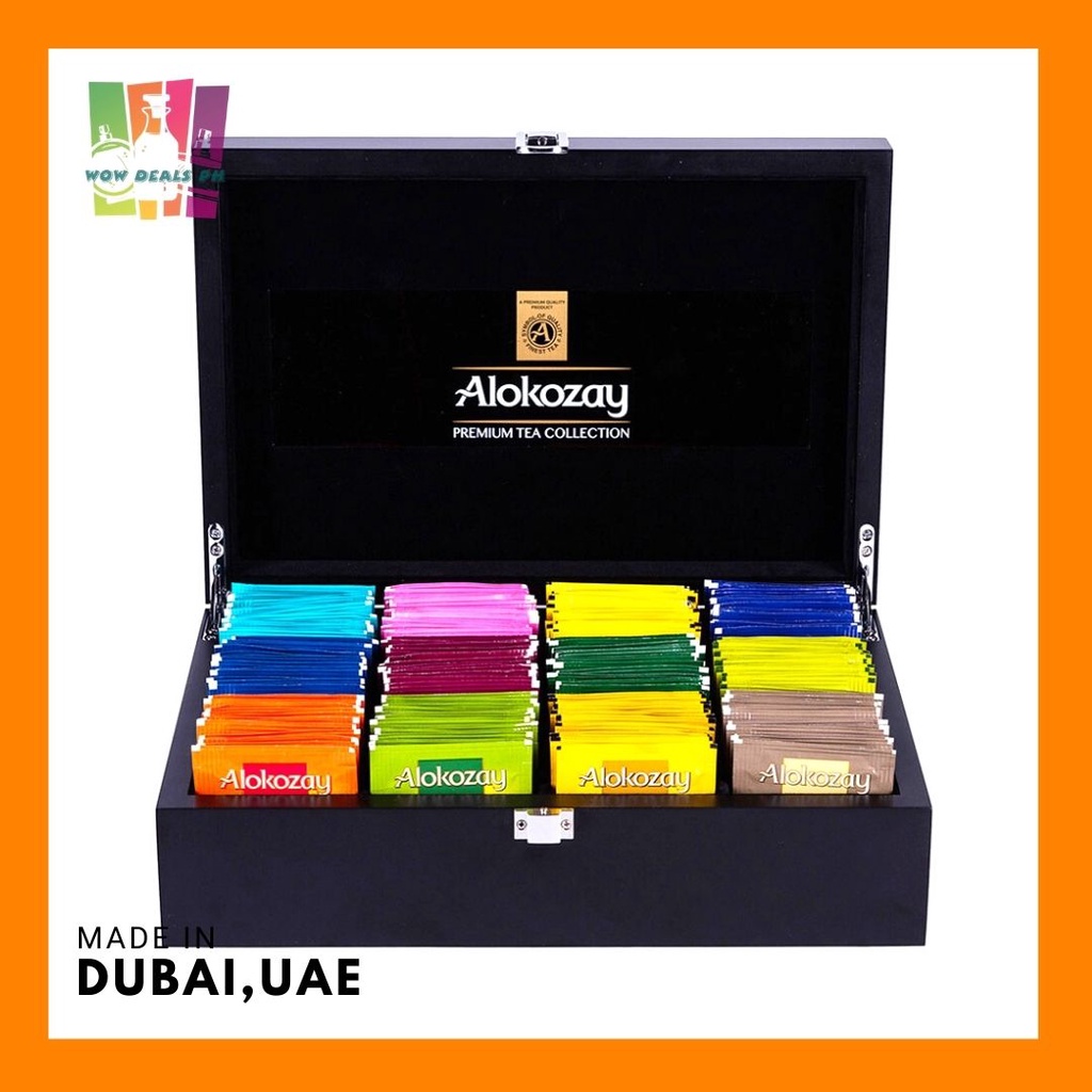 Alokozay Tea 144pcs Assortment with Premium Wooden Tea Box (GIFT SET