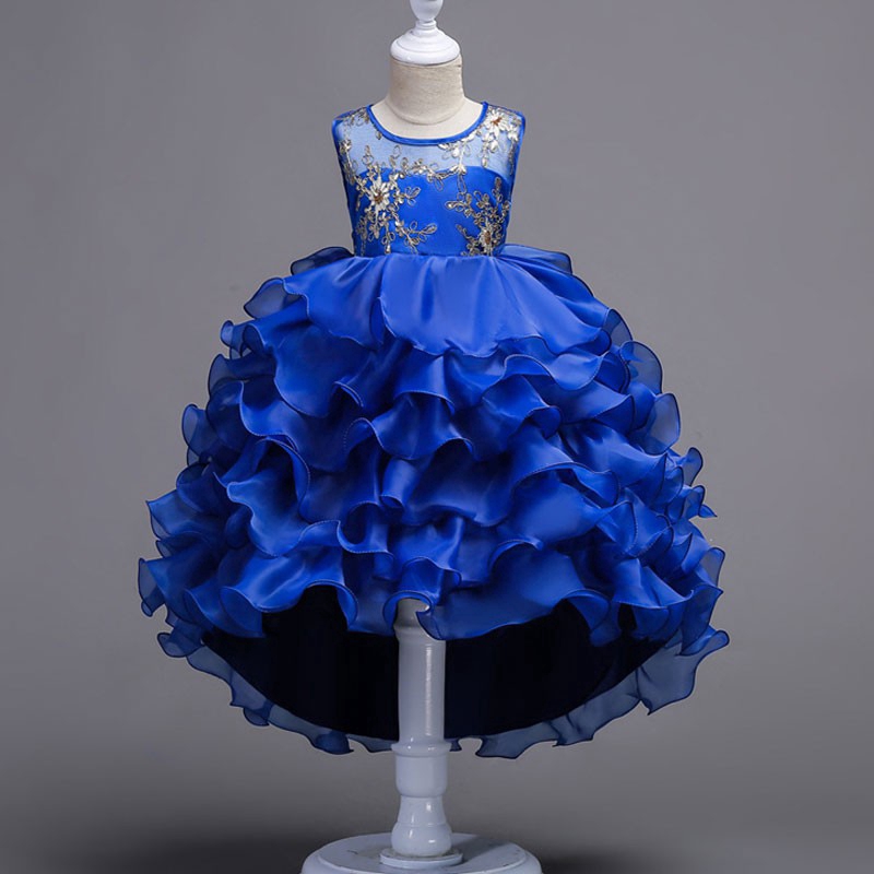 Girls Party Children's Ball Gowns Elegant Mint Purple Grey Royal Blue