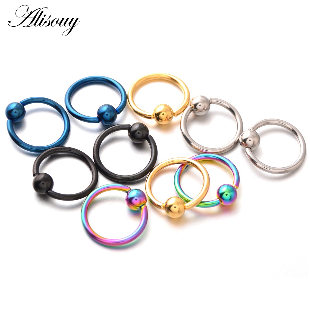 Alisouy 1pc 16g Stainless Steel Captive Bead Rings Bcr Piercings Lips Nose Rings Ear Tragus