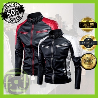 Finn_Mall Original Motorcycle Two-tone Leather Jacket Elegant and Unique design for Men and Women aa