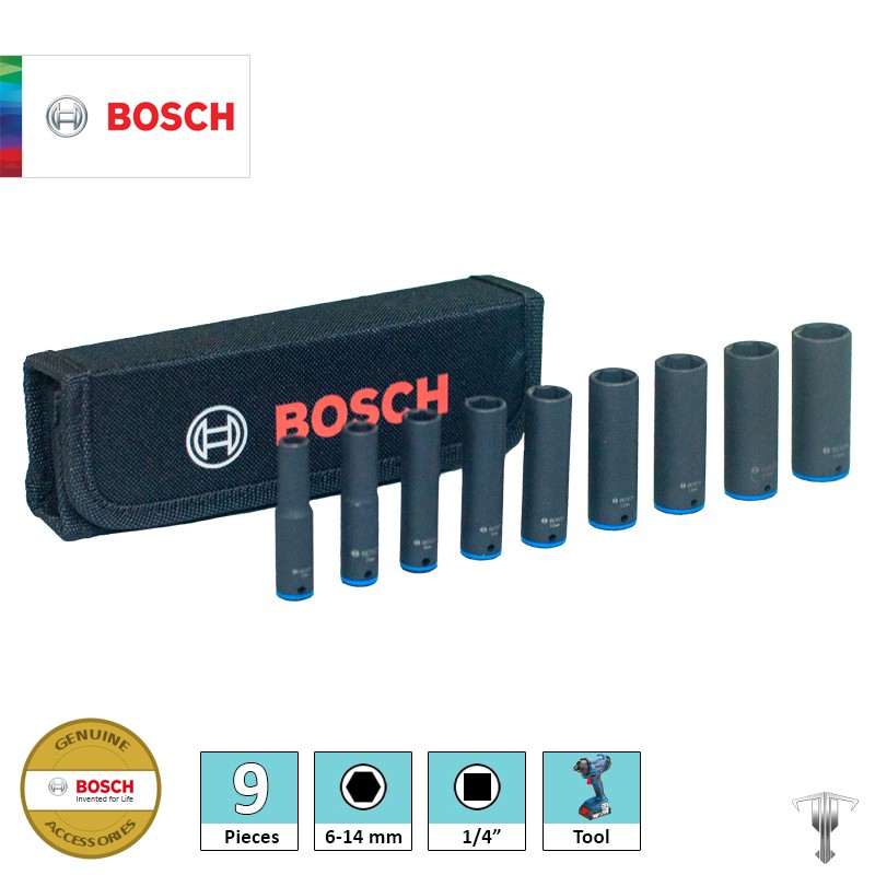 Bosch 2608551097 Impact Control 1/4 Drive Socket Set for GDR 9 pieces