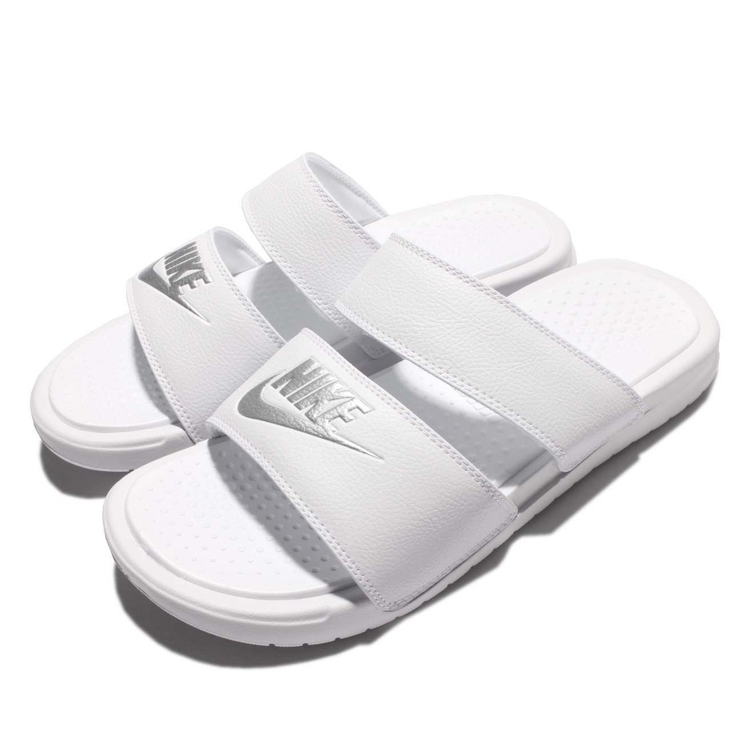 nike double strap slides white