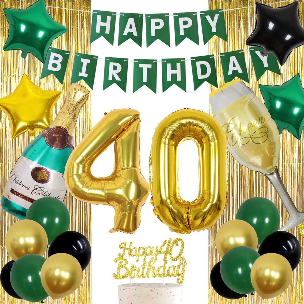 joymemo-40th-birthday-decorations-green-and-black-party-supplies-with