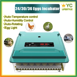 24/30/36 Egg Incubator Digital Fully Automatic Intelligent Hatcher Turning Chicken Duck Humidity 12V