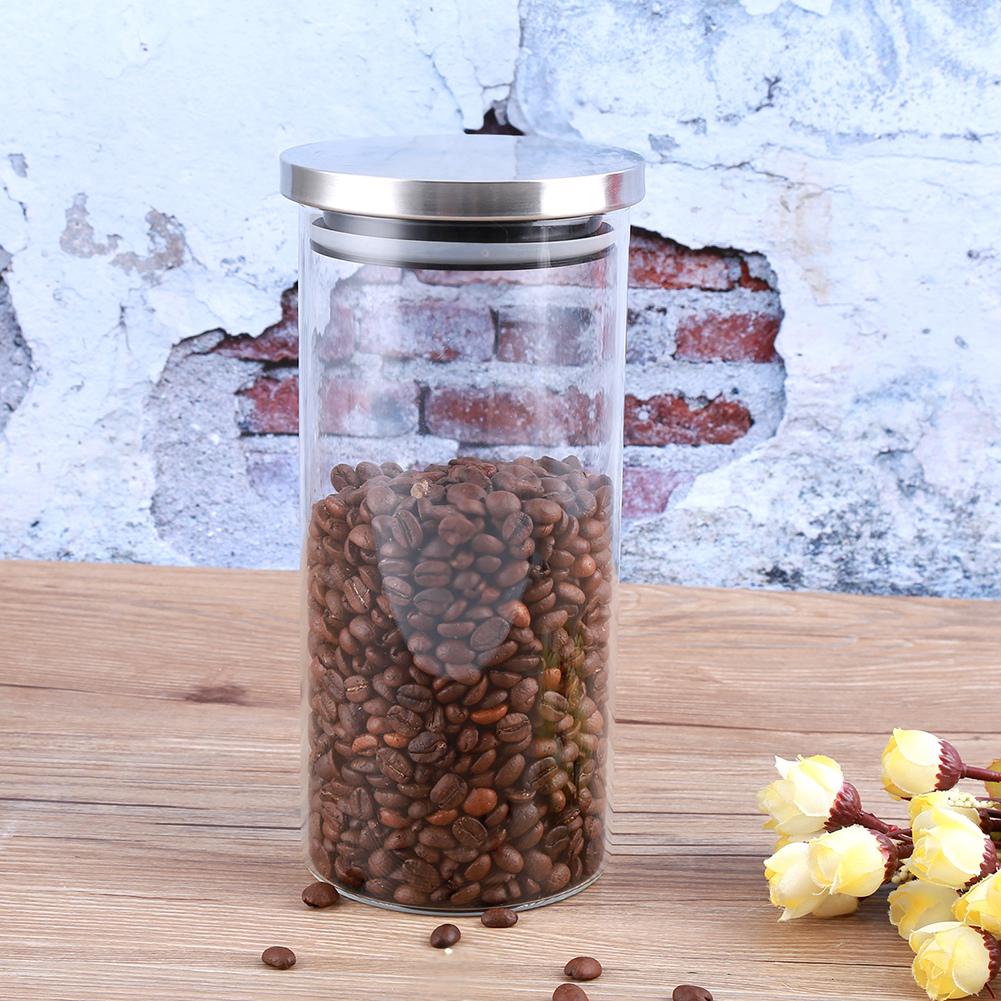 Coffee Beans Storage Container 1000ml Glass Storage Jar ...