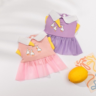Cartoon Duck Printing Dog Princess Dress for Female Cute Puppy Skirt Cat Dresses Pet Clothes for Shih Tzu #2