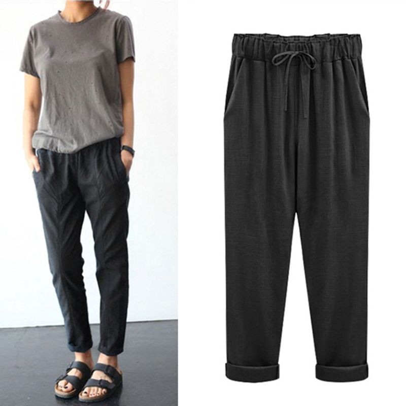 wide leg cotton pants plus size