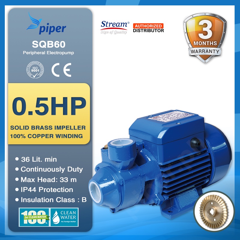 Stream SQB60 Water Pump Booster 370Watt 0.5HP Continuous Duty ...