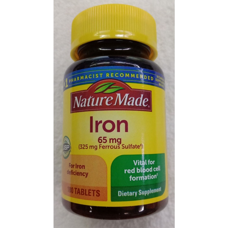 NATUREMADE IRON 65mg (325mg FERROUS SULFATE) 180 TABLETS | Shopee ...