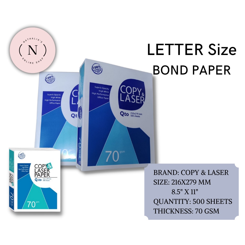 bond paper Copy & Laser LETTER size 70 gsm Shopee Philippines