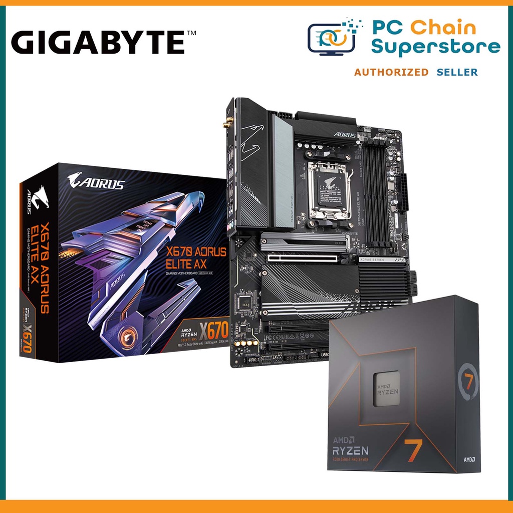 (Bundle) AMD Ryzen 7 7700X AM5 Processor + Gigabyte X670 Aorus Elite AX