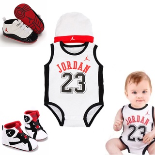 Baby Boy Basketball Jersey Romper+hat Set Newborn Baby Jersey Terno Jordan 23 Onesies Cotton Jumpsui #4