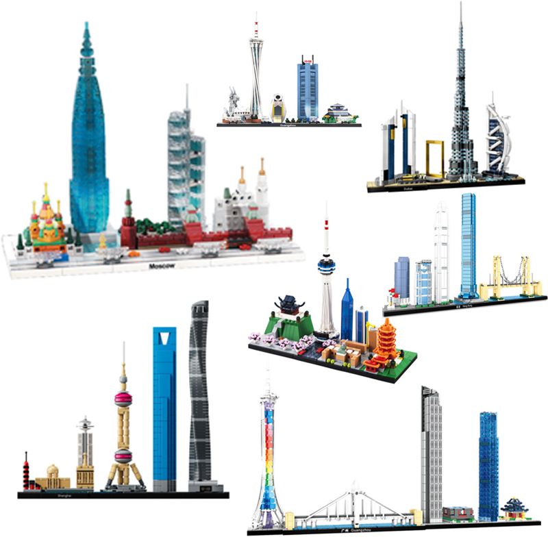 Compatible With Lego World Famous City Landmark Architecture Moscow Dubai Chicago Sydney Hong Kong Guangzhou Shanghai Wuhan Skyline Lighting Version Children S Assembled Model Building Block Toy Birthday Christmas Gift 3131 Shopee