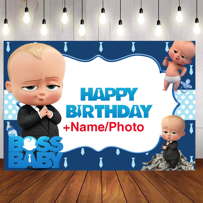 BOSS BABY Birthday Backdrop For Children Birthday Party Decor Navy Blue  Background Cute Baby Custom Name Photo | Shopee Philippines