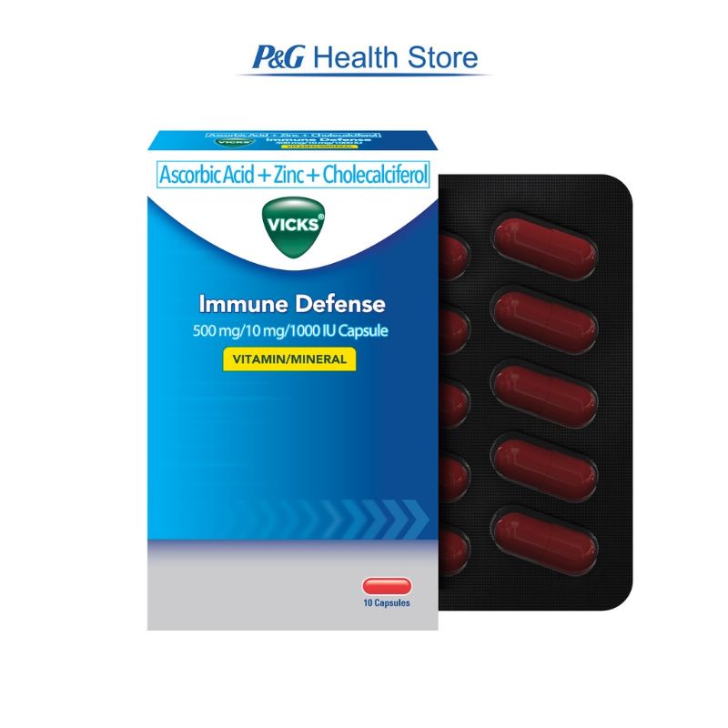 Vicks Vitamin C + Zinc (Immune Defense) Capsule 10 Capsules Shopee