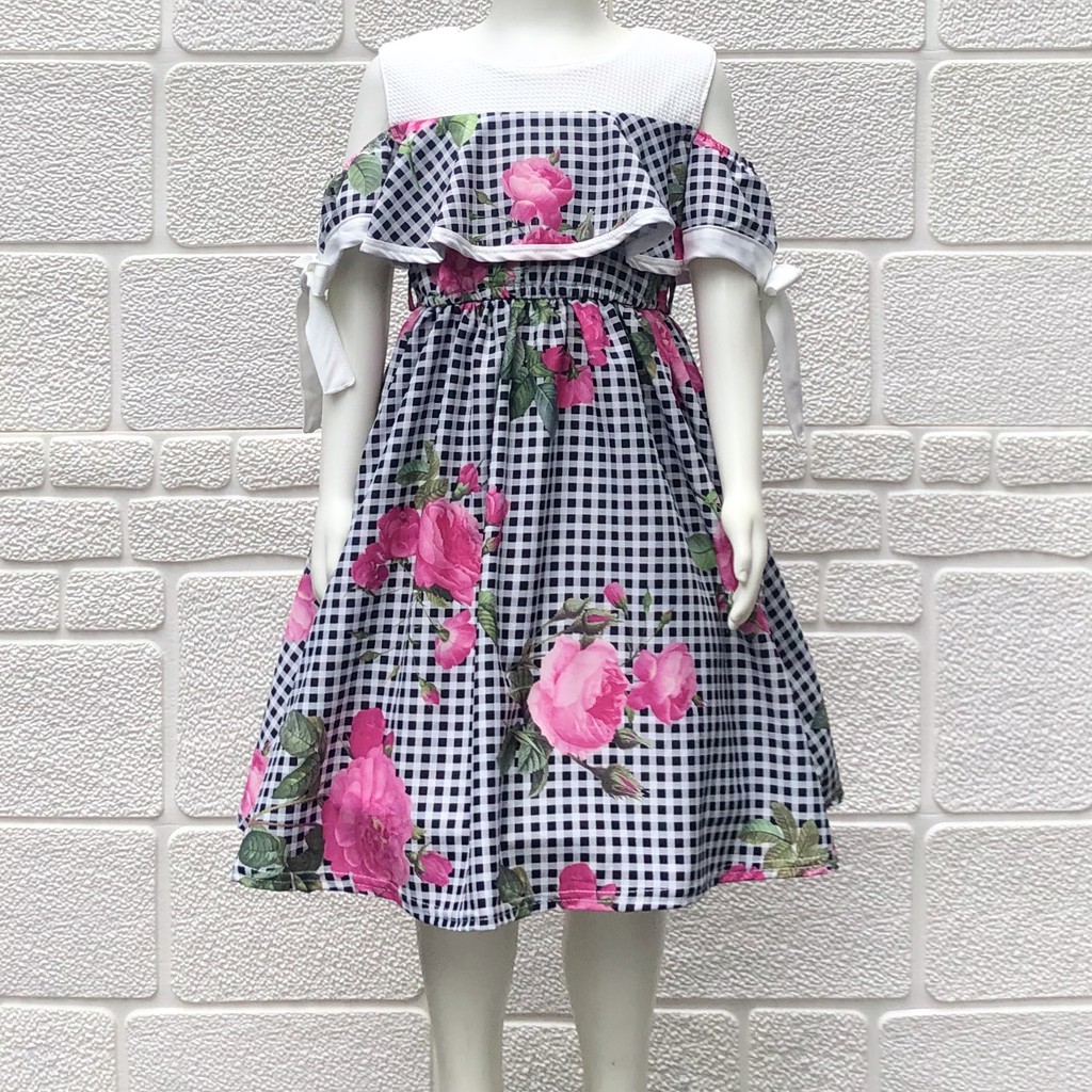 girls black and white gingham dress