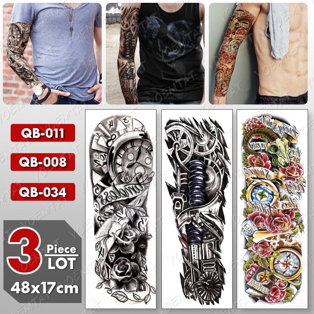 3 pcs/lot Large Arm Sleeve Tattoo Tiger Lion Waterproof Temporary Tatto  Sticker Old School Body Art | Shopee Philippines