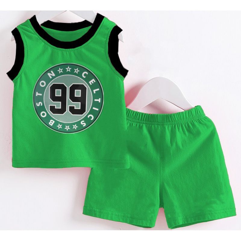 Baby Boy Sando Iconic Short Terno Kids Drifit Basketball Design Cotton Spandex Assorted For Babies
