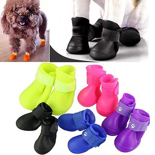 SQ_4Pcs/Set Waterproof Anti-Slip Protective Rain Boots Shoes for Cat Dog Puppy Pet