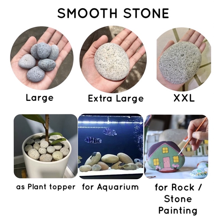 [ 1 kg ] Big smooth stone/pebbles /design / aquarium / stone art / rock
