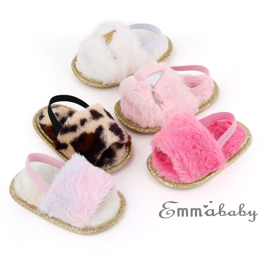 infant fur sandals