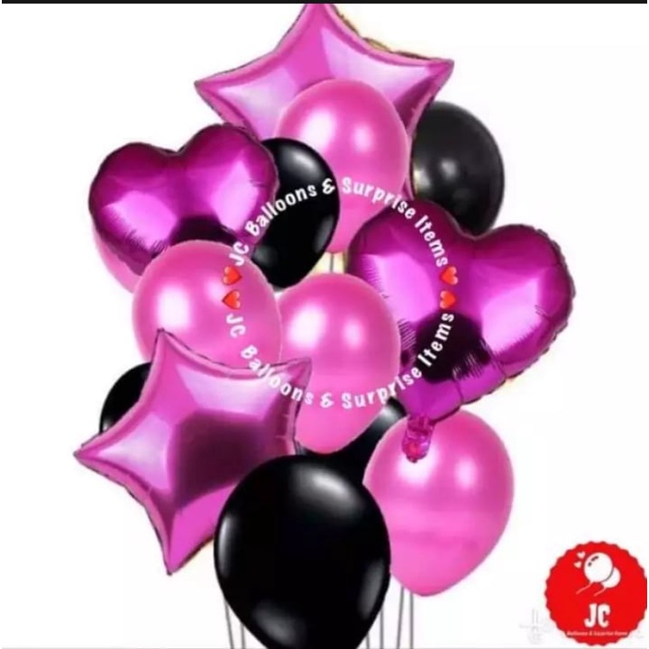 14pcs. Balloon Set w/ Heart and Star Foil Balloon