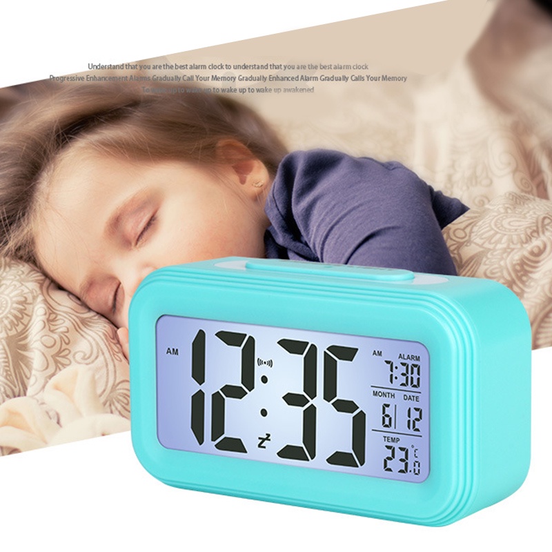 Digital Backlight LED Display Table Alarm Clock Snooze Thermometer