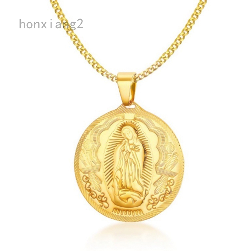 virgin mary medallion pendant