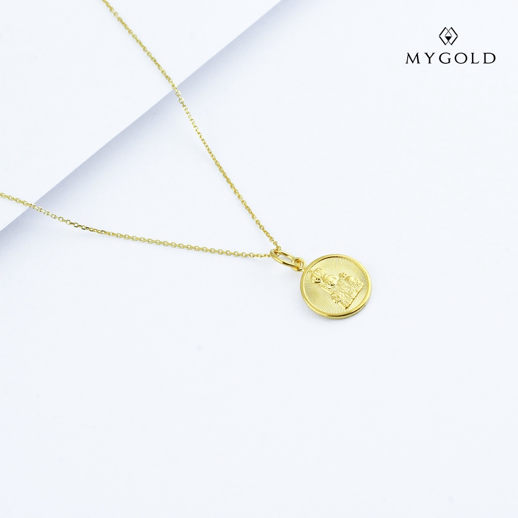 18K Chinese Gold Necklace with Rounded Reversible Sto Niño and Mother ...