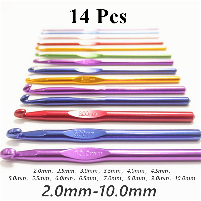 14 Pcs Aluminum Crochet hook Knit soft milk cotton yarn Shopee Philippines