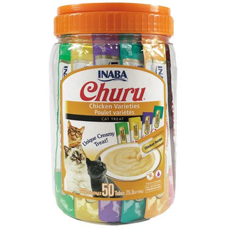Inaba Ciao Churu Cat Treats CHICKEN VARITIES 14g (50 Tubes in Jar) USA652
