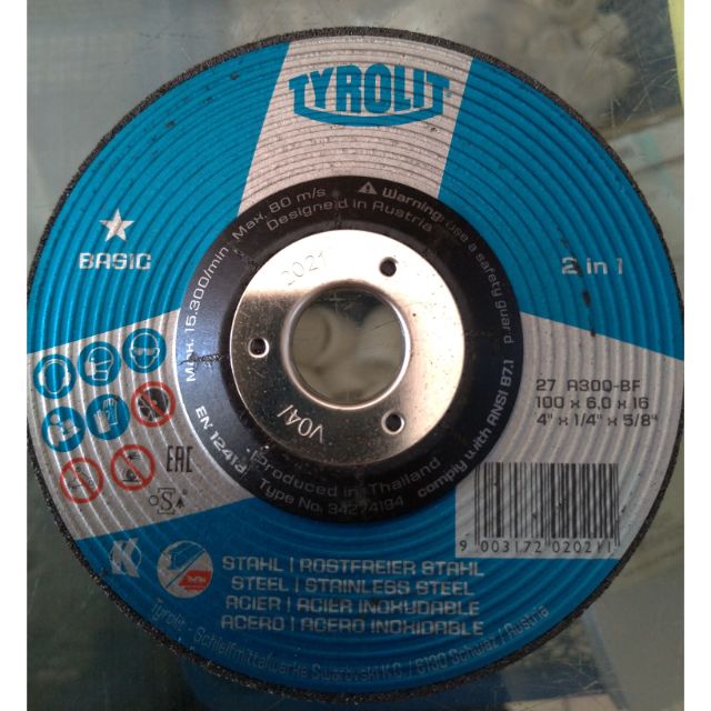 Tyrolit Depressed Grinding Metal Cutting Disc 4" (Authentic / Original