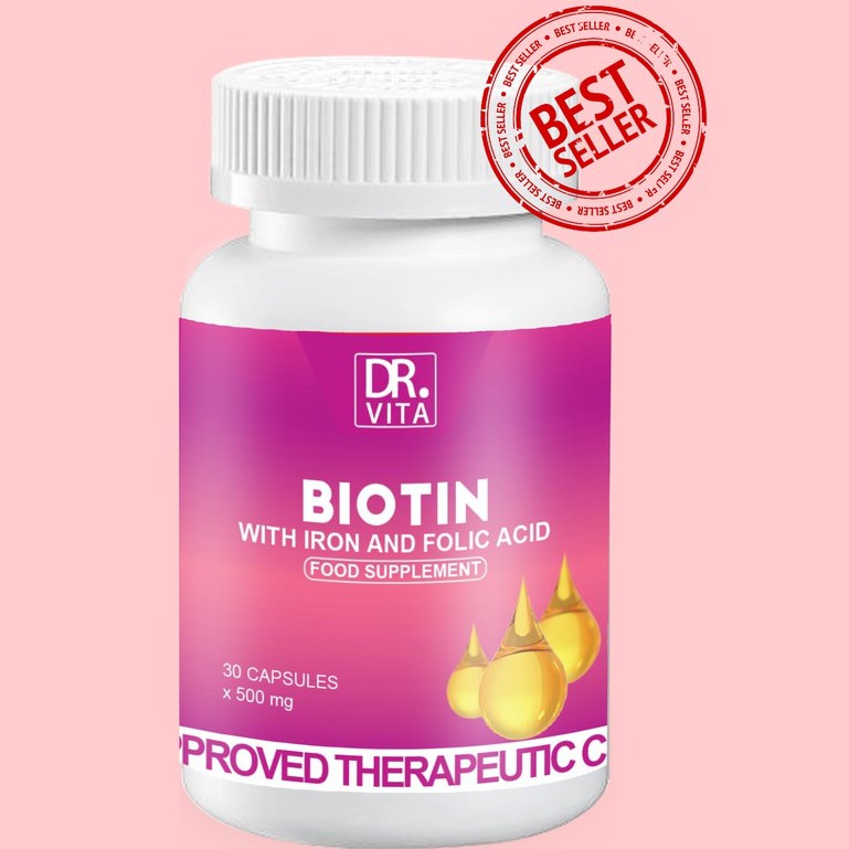 Dr. Vita Biotin for Women with Iron and Folic Acid 500mg x 30 capsules ...