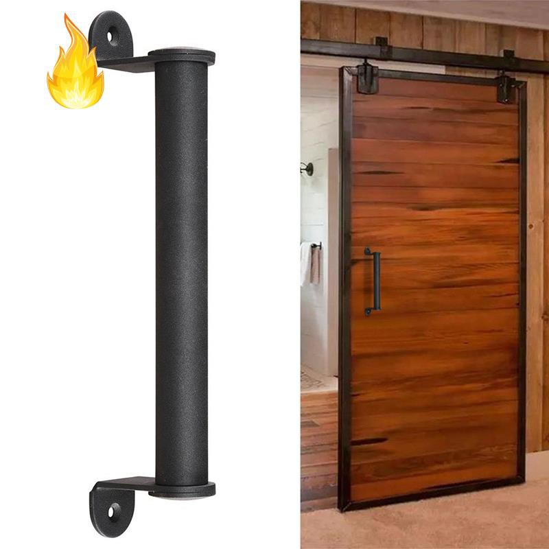 2Pcs Black Carbon Steel Sliding Barn Door Pull Handle for Sliding Barn Door Garden Gates Garages Hardware Kit
