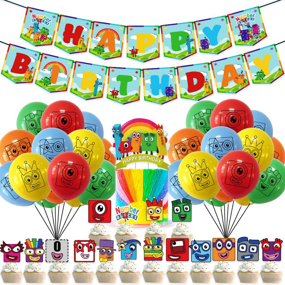 New Numberblocks Theme Happy Birthday Party Decoration Set Cake Topper ...