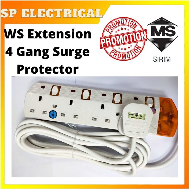WS Home Electrical Extension Wire 4 Gang 5metre[ 4gang 5 meter
