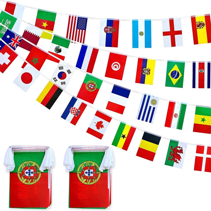 2022 Qatar World Cup Small Mini Flags Football Bunting Parade Party