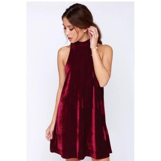 maroon velvet dress