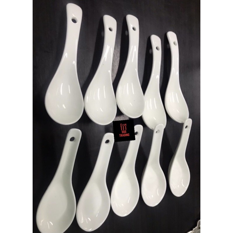 white chinese soup spoon 5 PCS ceramic Shopee Philippines