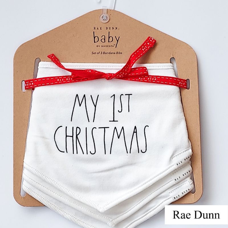 Brandnew Original RAE DUNN Baby Bib Set of 3 MY FIRST CHRISTMAS | Shopee  Philippines