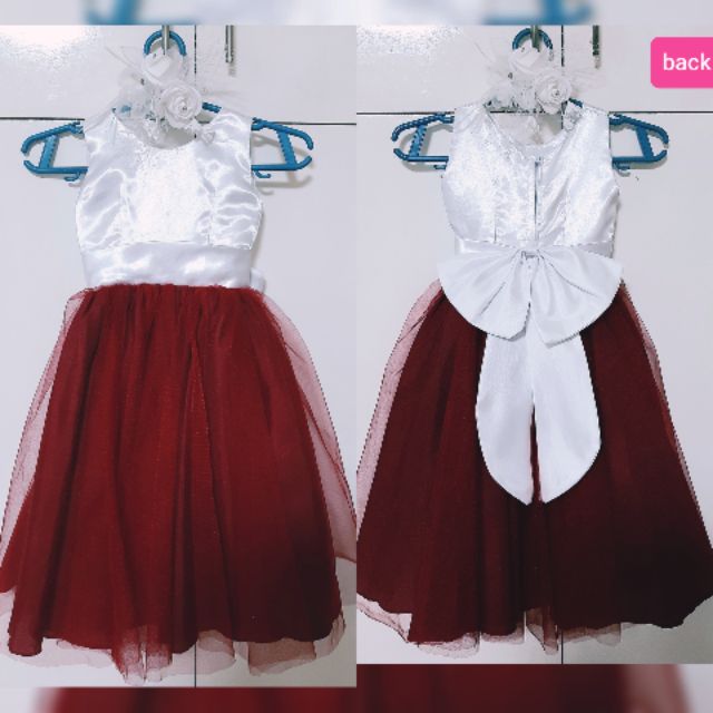 maroon and white flower girl dresses