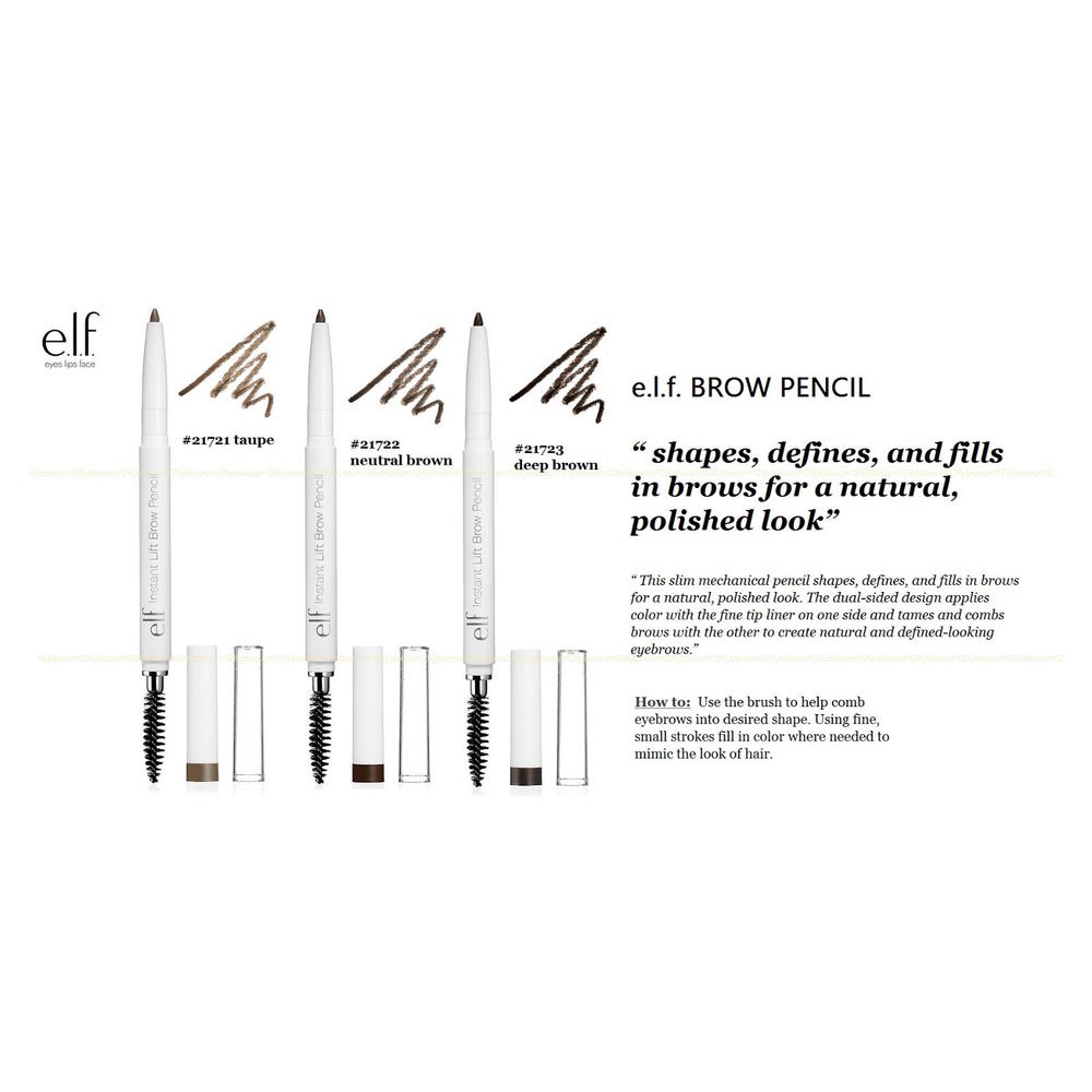 Authentic E.L.F. Brow Pencil ELF Instant Lift Eyebrow Shopee